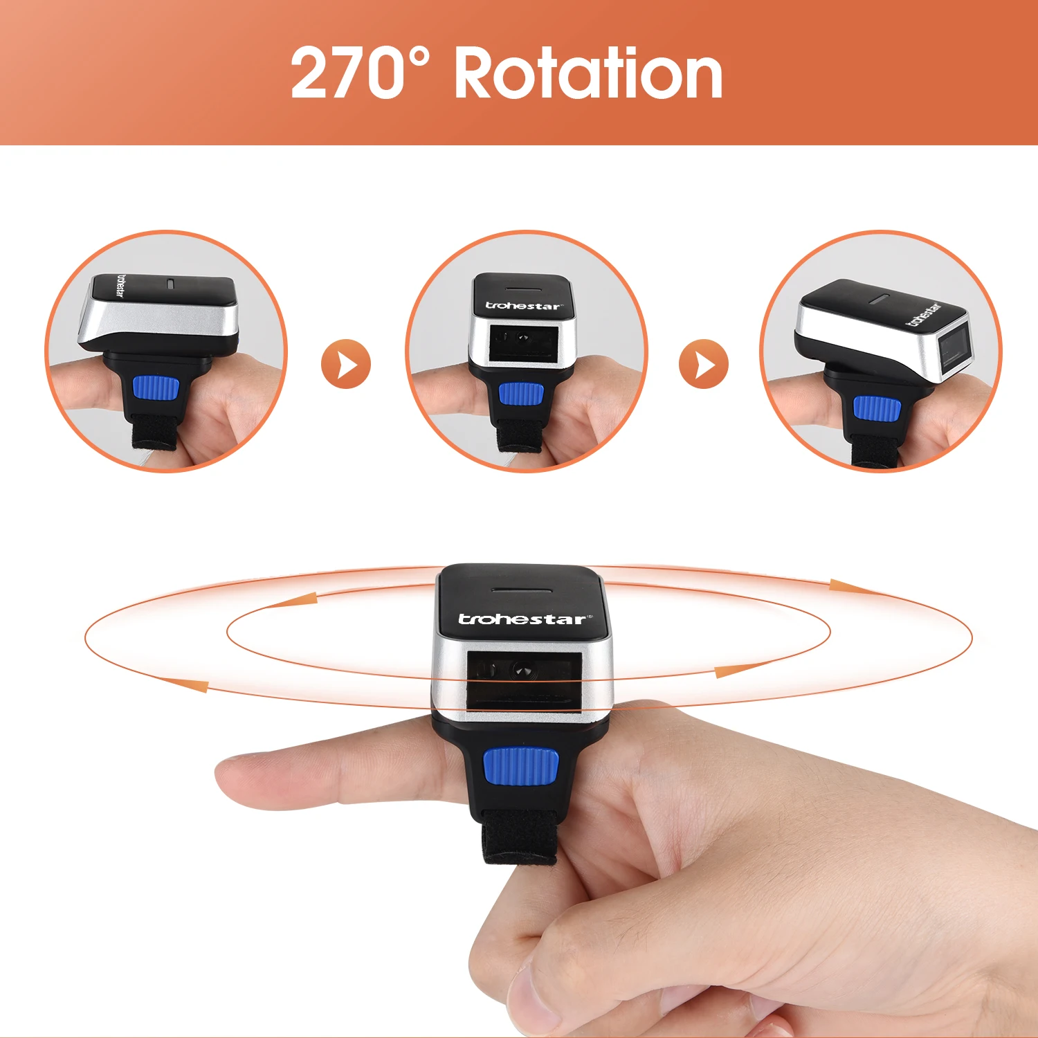Trohestar Wireless 1D 2D Barcode Scanner Portable