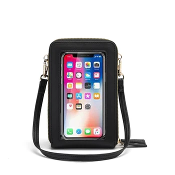 

Drop Shipping Mini Crossbody Bag Transparent Shoulder Bag Women Touch Screen Bag RFID Blocking Wallet Shoulder Handbag Purse
