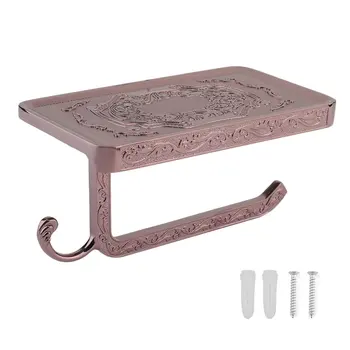 

Antique Vintage European Style Practical Multi-functional Toilet Embossed Plating Tissue Towel Paper Holder Phone Rack Shelf