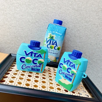 

Brand coconut drink bottle summer 3D Case For AirPods 1 2 pro Charge Box Soft Silicone Wireless Bluetooth Earphone Protect Cover