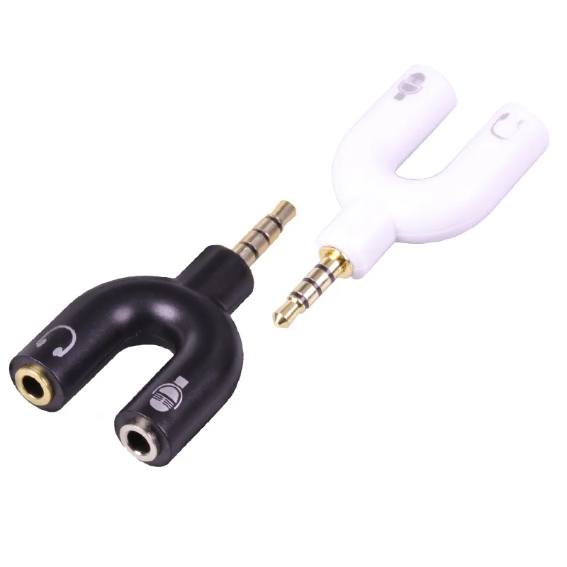 10pcs lot Headset Adapter Kit U Shape Stereo 3 5mm Y Splitter for Audio Headphone and MIC Headset Cellphone 3 5mm Male to Female