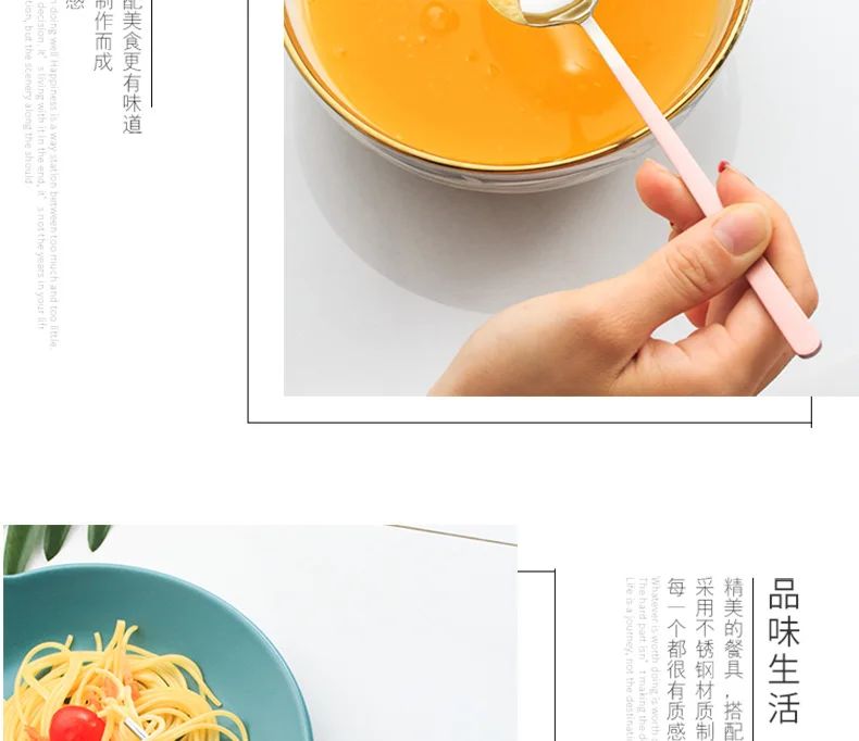 304 Stainless Steel Chopsticks Spoon Kit Portable Tableware Three-piece Set Colorful Baking Varnish Stainless Steel Cutlery Set