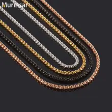 Men's Stainless Steel Necklace Width 3/4mm Round Box Link Chain High QualityFashion Women Stainless Steel Jewelry Gift