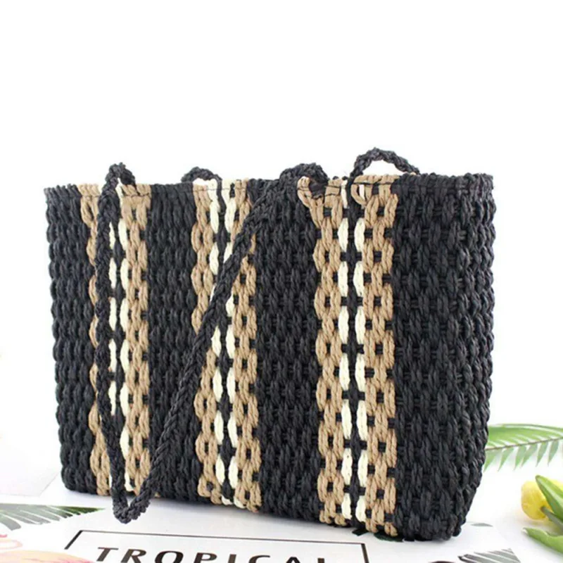 Женская квадратная соломенная сумка модные ручного плетения сумки для женщин клатч сумка женская богемная Разноцветные сумки