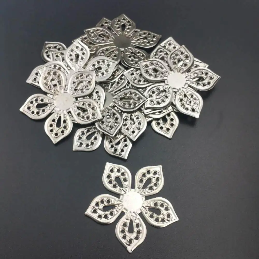 rhodium 20pcs 40 мм 20 шт оптом филигранная поделка полая фурнитура для украшений, ювелирные аксессуары, бронзовые украшения - Цвет: rhodium 20pcs