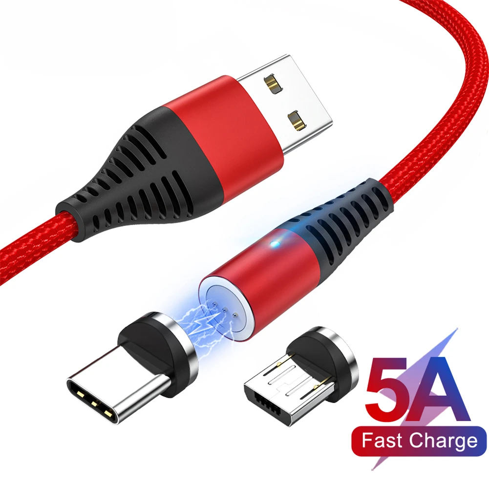 Магнитный кабель для быстрой зарядки 360 ° 5A Магнитный кабель type-C Micro USB для быстрой зарядки huawei mate 30 P30 Pro Lite samsung S10