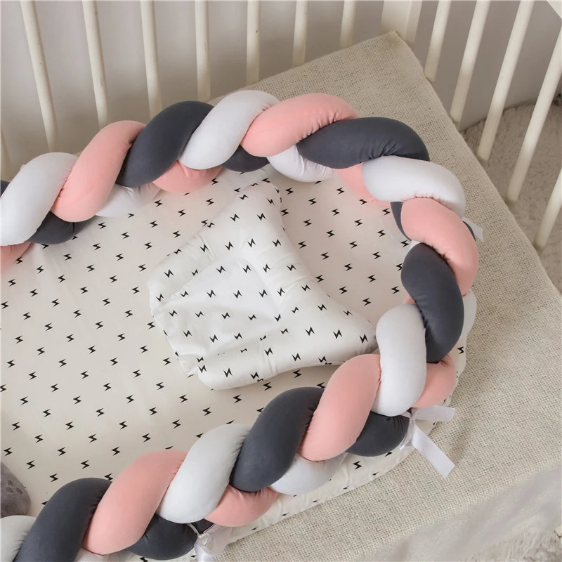 Infant Bed Sleeping basket Portable Crib Newborn Baby Weaving Knot Bumpers Cotton Cot  Safety Protection  Sleeping