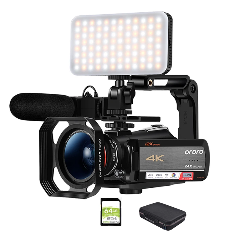 CamcorderLiveStreamingCamera4KProfessionalOrdroAC512XOptical