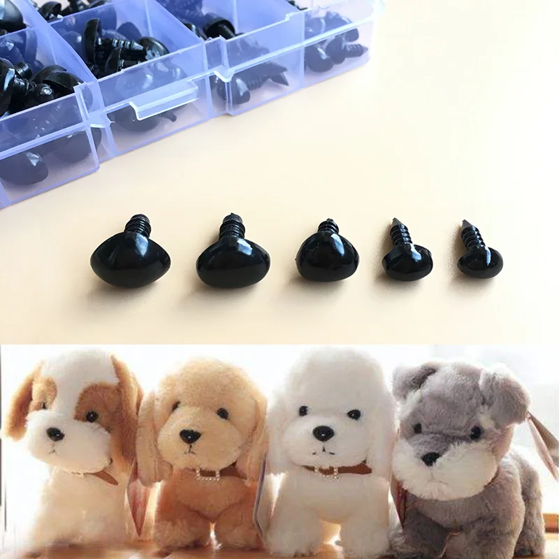 100pcs/box 8/9/11/13.5/15mm Mini Black Plastic Safety Triangle Nose for Toy Doll for Teddy Dog Stuffed Animals Dolls Accessories