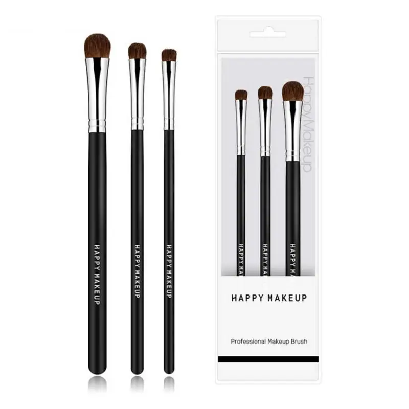 HappyMakeup 3PCs גבות מברשת איפור מברשות סט אייליינר עפעף שפתיים קוסמטי יופי כלי ערכת חם בעלי החיים שיער|מברשות לצלליות| - AliExpress