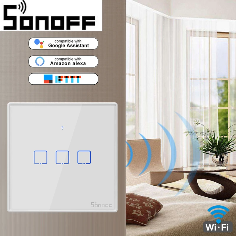 

SONOFF WiFi Smart Switch With 3 Gang(EU & UK &US),Works With Amazon Alexa And Google Assistant ,Compatible With IFTTT Function