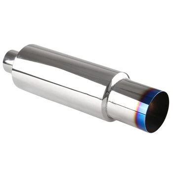 

New Car Styling 4 inch Stainless Steel Universal Burnt Tip Muffler Exhaust+Silencer