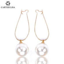 CARTER LISA Handmade duża sztuczna perła spadek kolczyki dla kobiet dziewczyna moda etniczna biżuteria Party prezenty Brincos 2019 kolczyki(China)