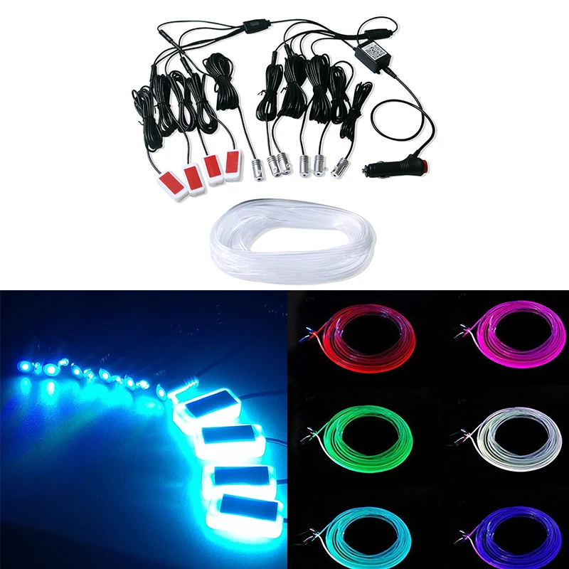 

Car EL Neon Strip Light 6M 8M 10M Sound Control Lights RGB LED Decorative Colorful Ambient Lamps 12V Auto Atmosphere Lamp