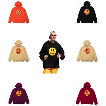 

2019 Justin Bieber The Drew House Smile Face Print Women Men Hoodies Sweatshirts Hiphop Men Hoodie Pullover Winter Fleece