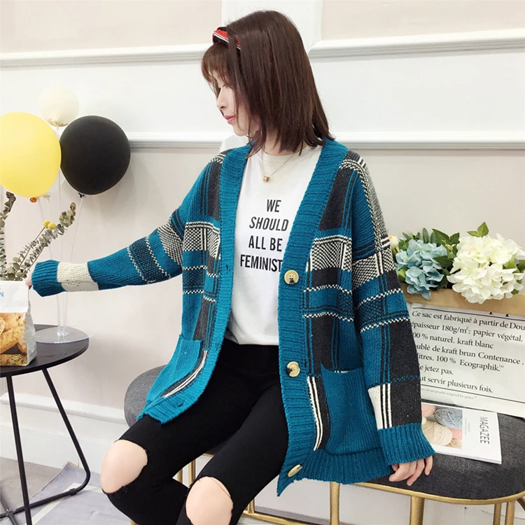 Кардиган вязаный свитер Женский Повседневный осенне-зимний свободный жакет с длинными рукавами модные однотонные свитера женские топы корейский