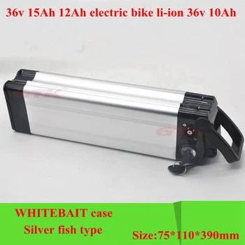

36v 15Ah 12Ah electric bike li-ion 36v 10Ah ebike lithium battery WHITEBAIT silver fish case bbs motor 500w bicycle + 2A charger