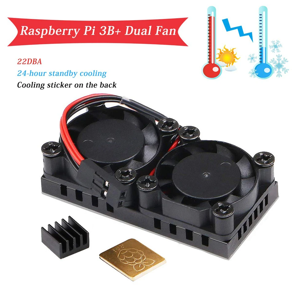 Raspberry Pi 4 Модель B двойной вентилятор с радиатором Ultimate двойные Охлаждающие вентиляторы, охладитель опционально для Raspberry Pi 3/3B +/4B