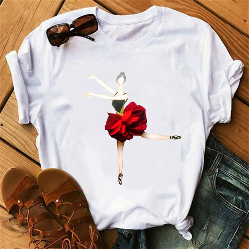Женская футболка с цветочным принтом и для балета Vogue 90S Camiseta Mujer одежда в
