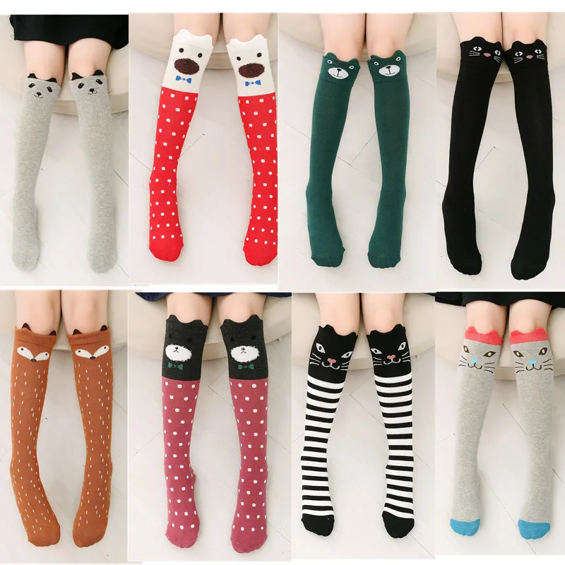 Cartoon Kids Socks Girls long Socks Cotton Knee High Leg Warmers Socks Long Tube Princess Children's Knee Socks Kid Dance Sock