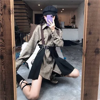 

NiceMix women Two Piece Set Single Breast Drawstring Fashion New Top 2020 Winter Elegant Small Fresh Skirt Small Fresh Casual