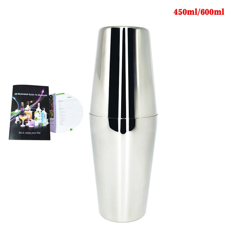 450 600ml IYouNice шейкер для Бостонского коктейля набор из нержавеющей барный коктейль-шейкер Boston набор с винный стеллаж и коктейльный рецепт - Цвет: 450 600ml