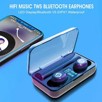 

HIPERDEAL Bluetooth 5.0 Headset TWS Wireless Earphones Sport Mini Earbuds Stereo Headphones with Charging Case Power Display