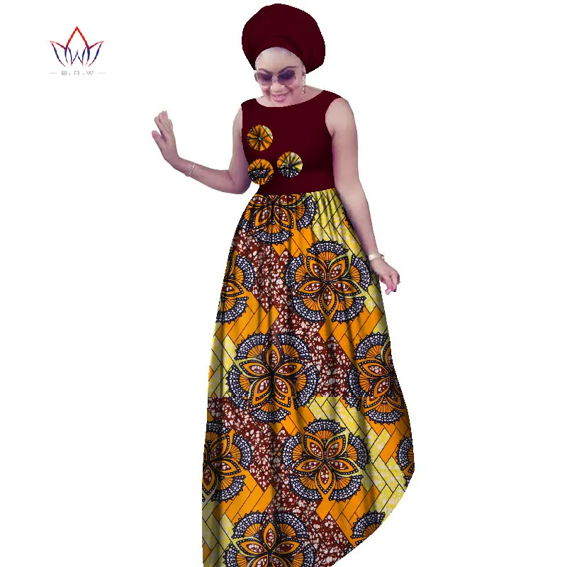 BRW африканские платья размера плюс для женщин Dashiki Afrian стиль без рукавов