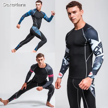 

New Men's Gym Leggings Fitness Long Johns Clothes Running jogging clothing compression thermo Underwear Sport Suits for men