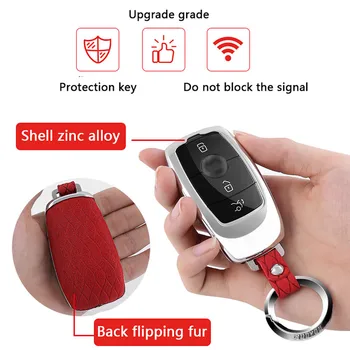 

Galvanized Alloy Leather Key Fob Cover Case Galvanized Alloy Leather For Mercedes Benz 2017 E Class W213 2018 S class Accessorie