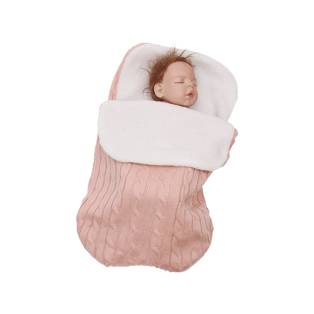 Спальный мешок для малышей, зимний детский спальный мешок, муфта для коляски, вязаный спальный мешок для новорожденных, Вязанные шерстяные спальные мешки - Цвет: pink