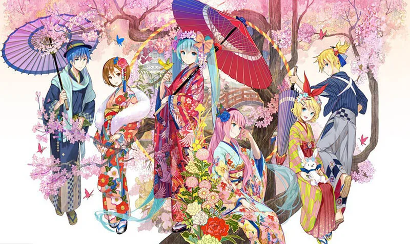 Аниме Figuire Горячая 23 см Хацунэ Мику кимоно фигурка Kawaii милые японские игрушки Miku Кукла Коллекция Рождественский подарок с коробкой