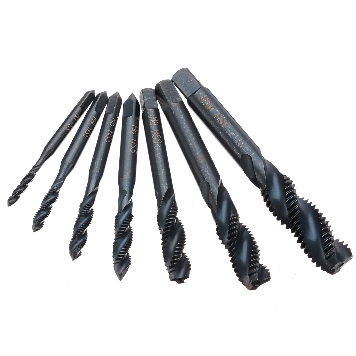 7pcs HSS M3 M4 M5 M6 M8 M10 M12 Metric Plug Tap Machine Screw Thread Drill Bit Composite Drills Bit Set