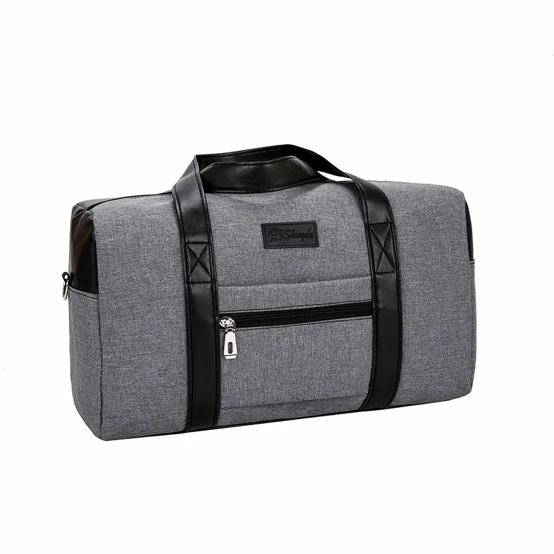 Мужская нейлоновая одноцветная переносная Дорожная сумка из ПУ на одно плечо, повседневная черная серая сумка на выходные, спортивная сумка