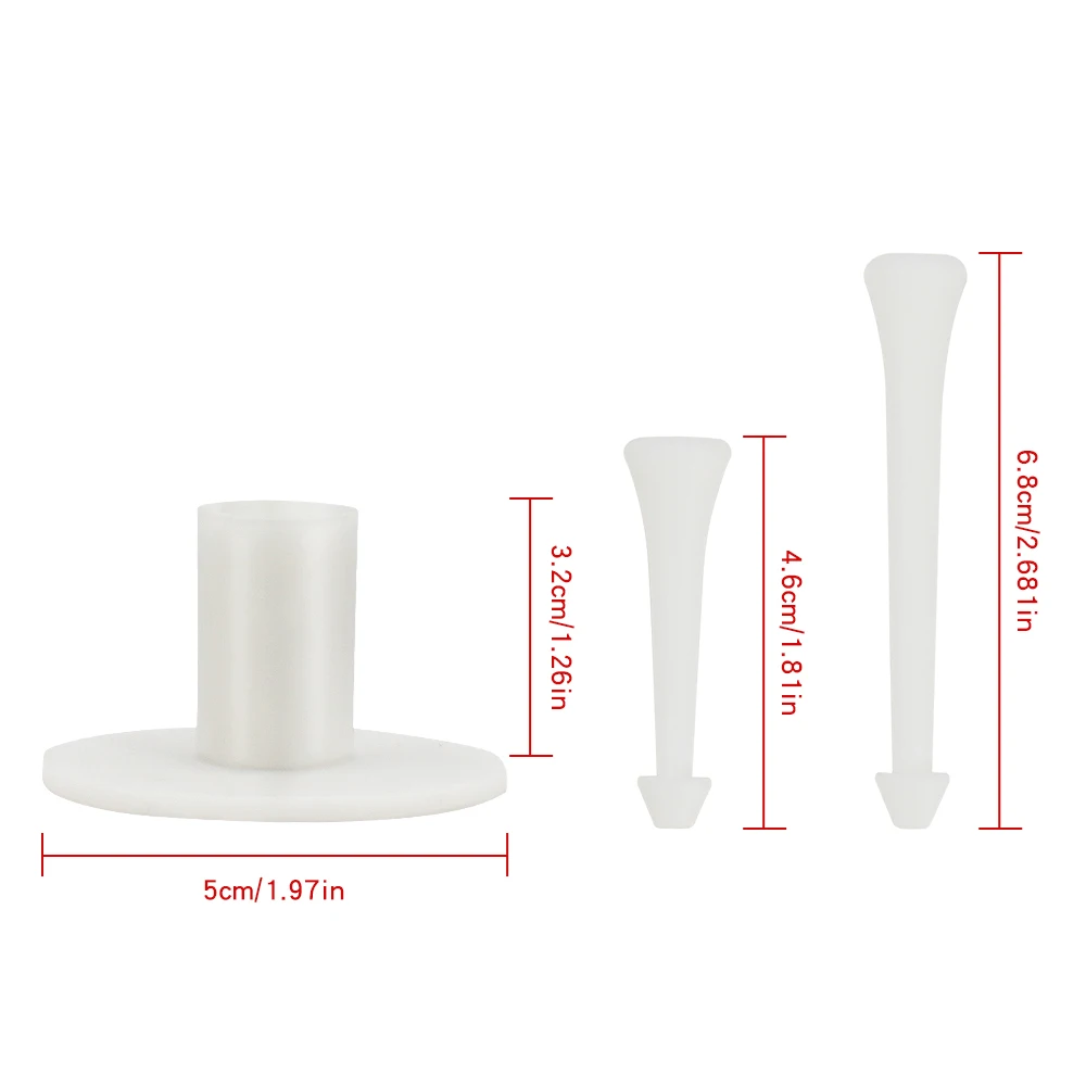 Golf Tees White Rubber Tee Holder + 2 Heights Tees For Driver Woods Club Set Golf Ball Holder Accessories Supplies Drop Ship