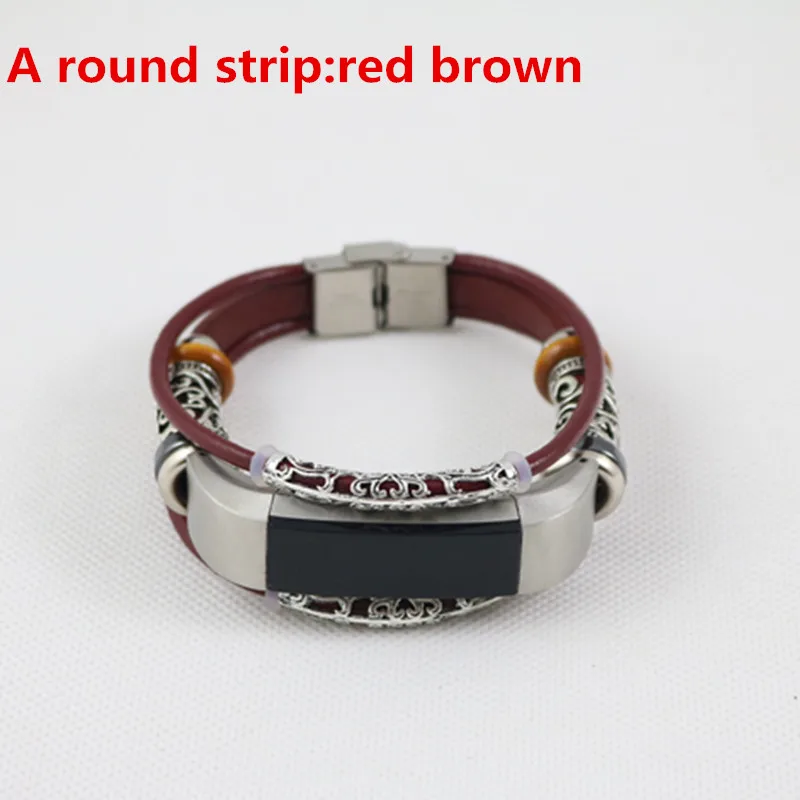 Leather strap For Fitbit Alta/Fitbit Alta HR Replacement Leather band belt Bracelet Watchbands correas reloj watch Accessories - Цвет ремешка: round red brown