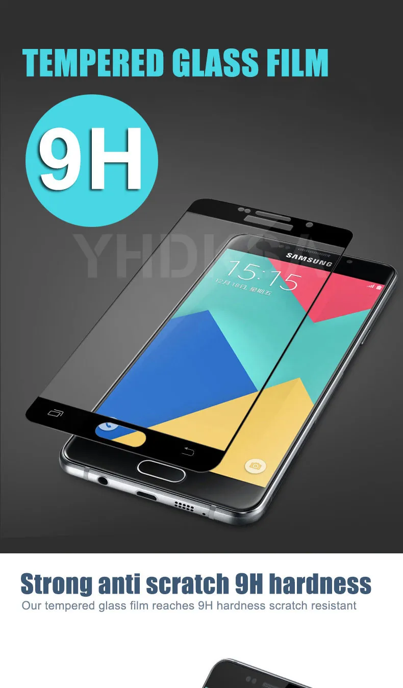 9D Full Cover Tempered Glass on the For Samsung Galaxy A3 A5 A7 J3 J5 J7 S7 Screen Protector safety Glass Film Case