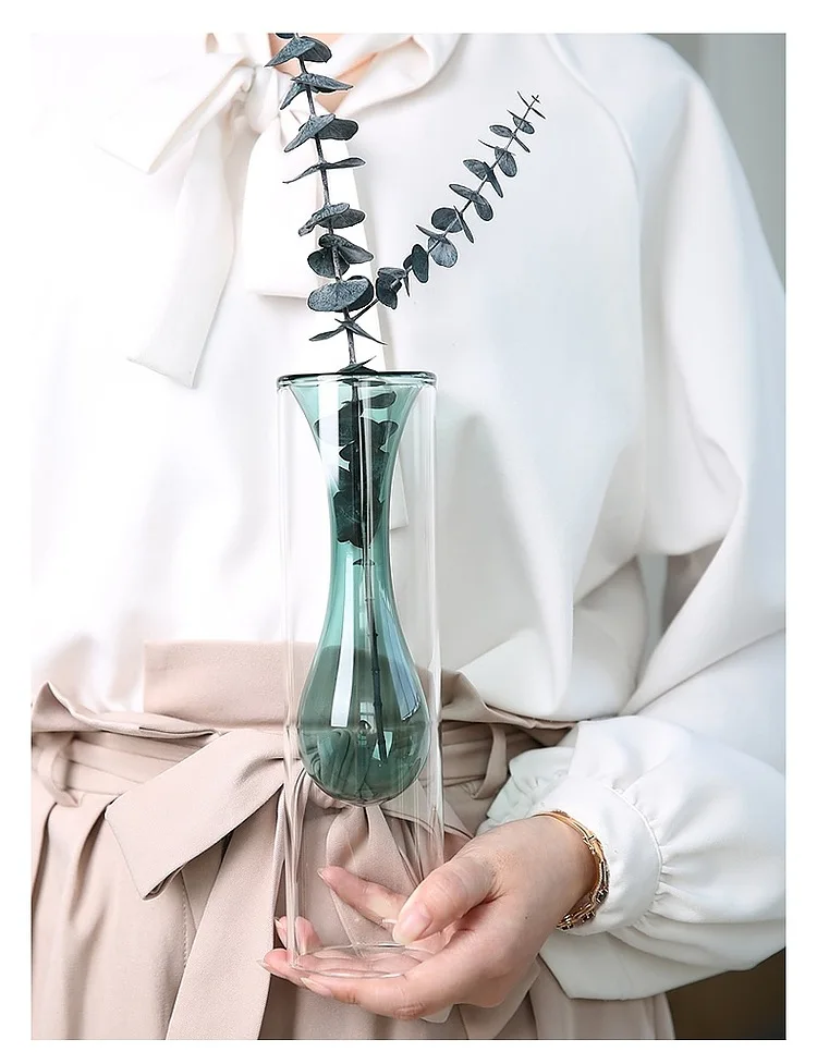 

Home Decor Vase Glass flower vase Nordic Double-Layer Vases Living Room Decoration Salon Vasi Jarrone decoracion casa