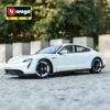 Bburago 1:24 Porsche Taycan Turbo S White Sports Car Static Die Cast Vehicles Collectible Model Car Toys 1