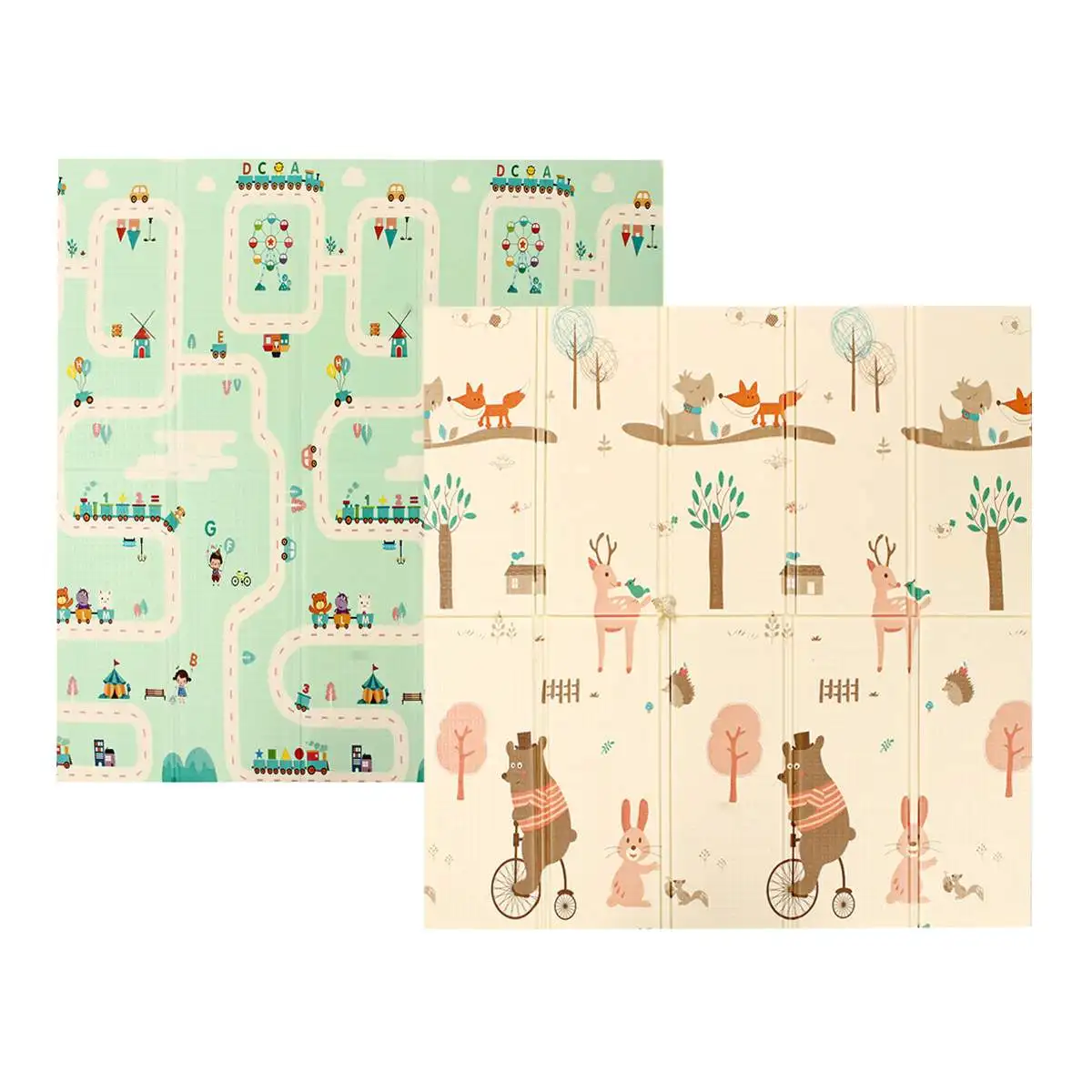 200x180 см детский коврик для игр, складной напольный коврик с рисунком животных из мультфильмов, подушка для пикника, Ползания, двухсторонний водонепроницаемый детский подарок