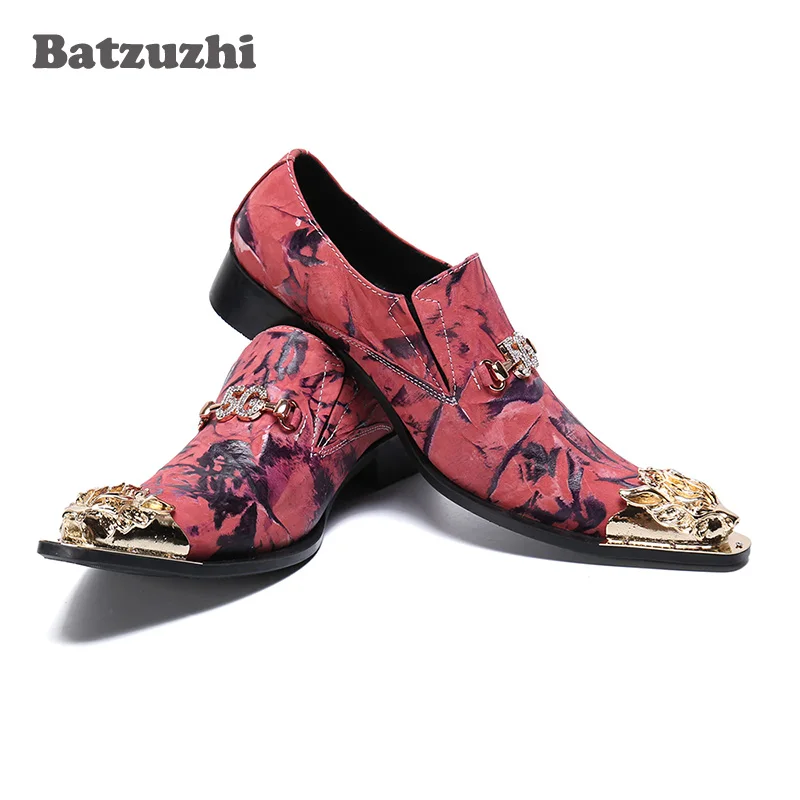 

Batzuzhi Fashion Shoes Handmade Red Party and Wedding Shoes for Man Footwear Men Formal Leather Dress Shoes! Big Sizes US6-12!