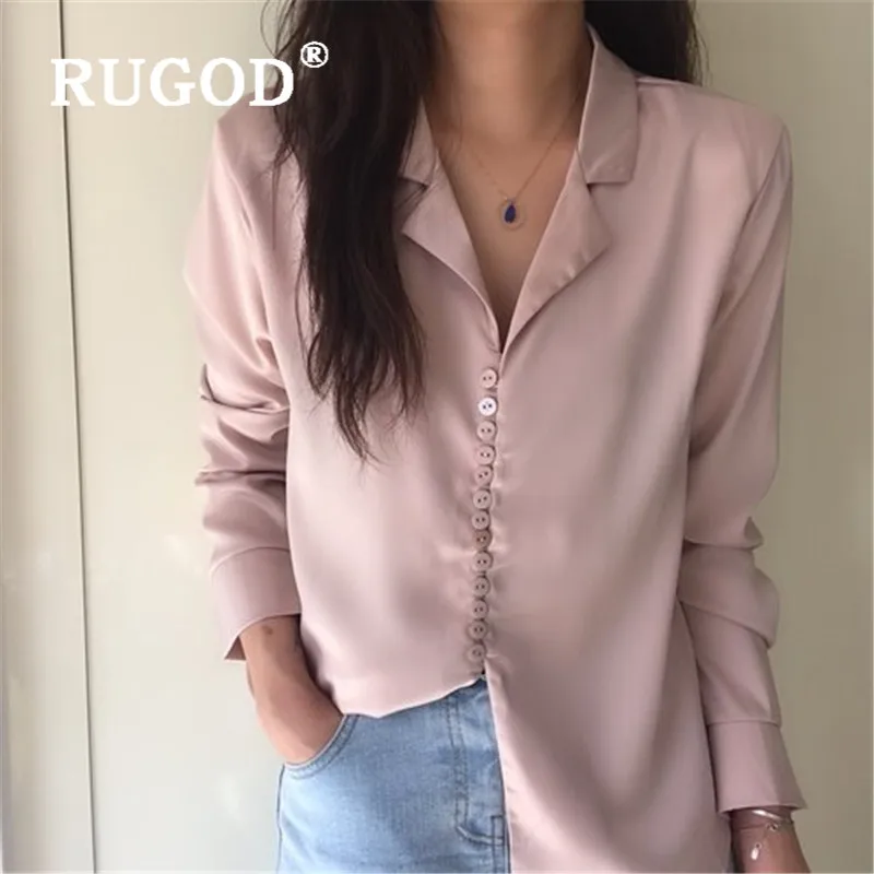 RUGOD 2019 Новая Женская Полосатая Рубашка с зазубренным воротником и длинными
