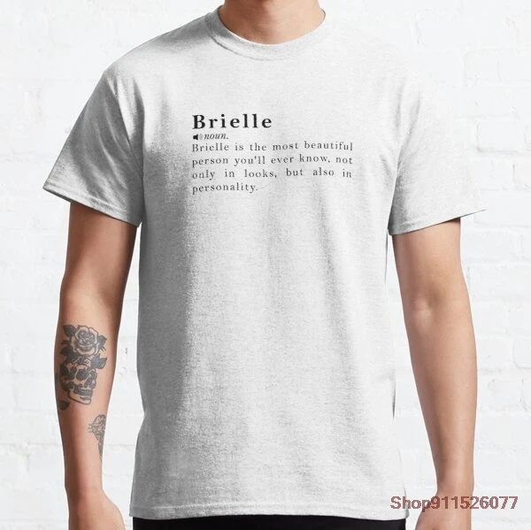 Brielle significado definición Popular camiseta cuello redondo 100% camisetas de algodón Tops de algodón pantalón corto Casual manga|Camisetas| -