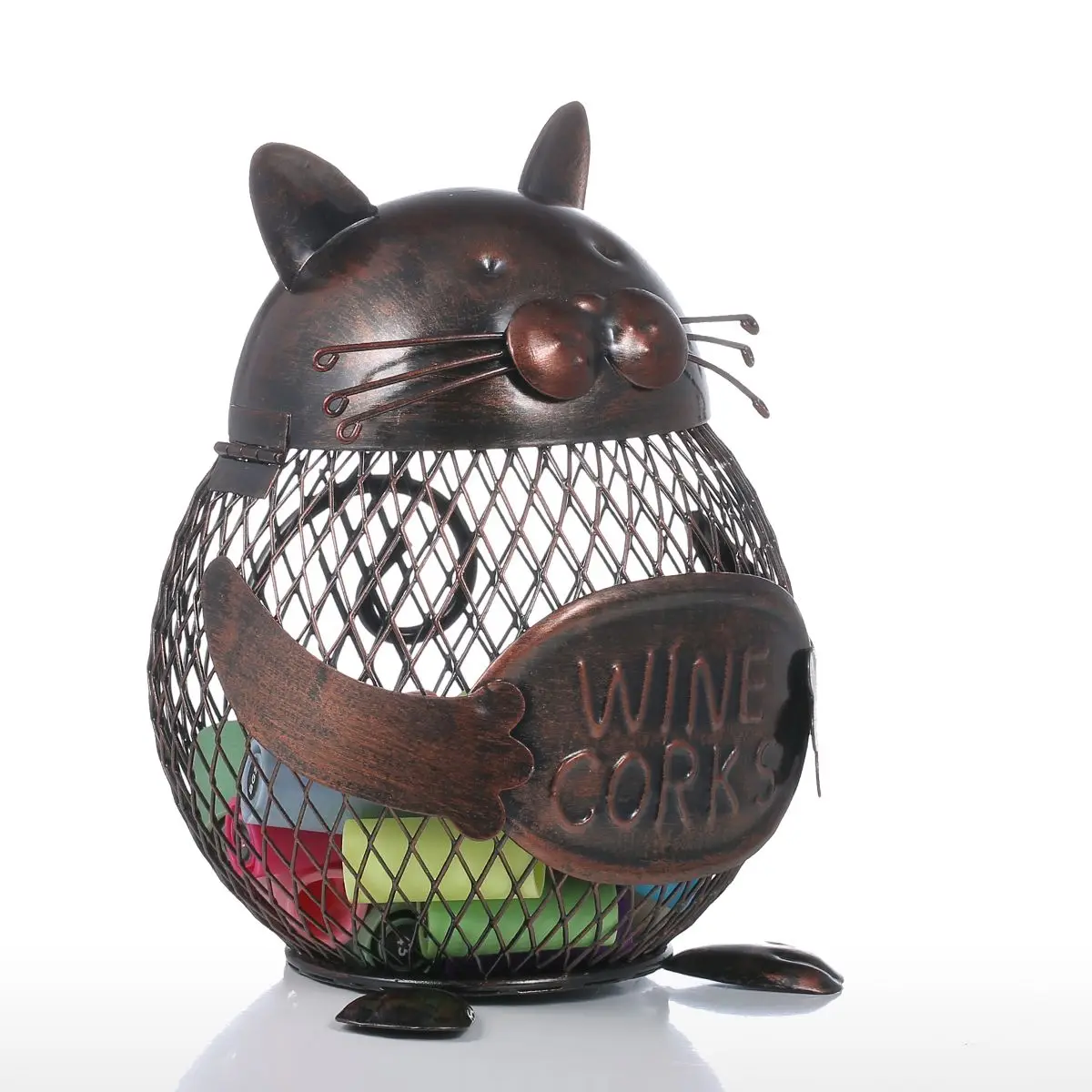 

Coin Box Cat Kitten Wine Cork Container Animal Ornament Iron Art Practical Crafts Favor Gift Home Decoration