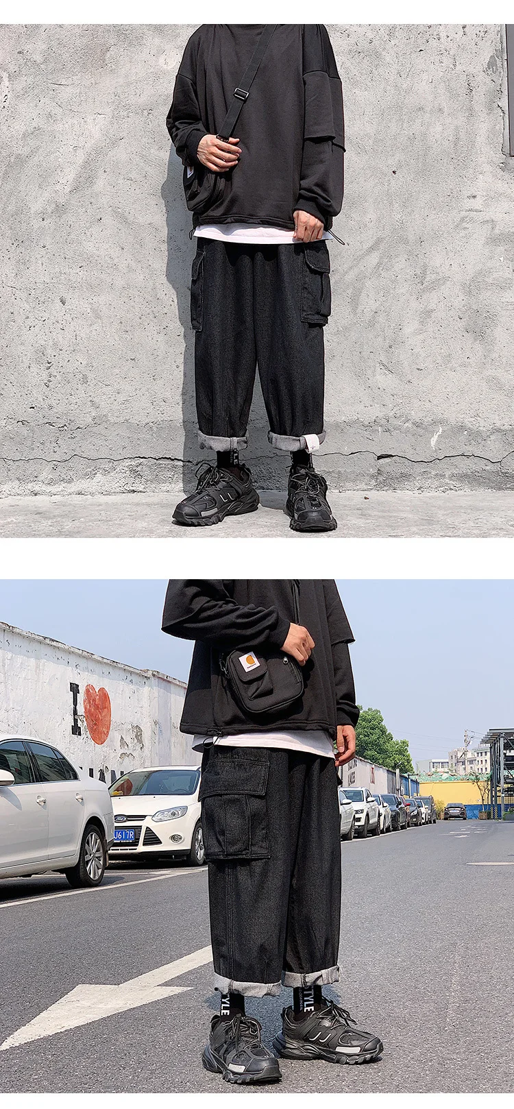 Autumn And Winter Models New European And American Style Loose Trend Solid Color Casual Wide Leg Jeans