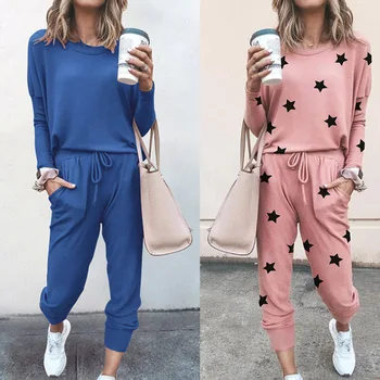 

Autumn 2 Pieces Set Women Elegant Pant Sets Female Casual Outfits Jogger Two Piece Set Korean Sports Suit Black Cotton Tracksuit