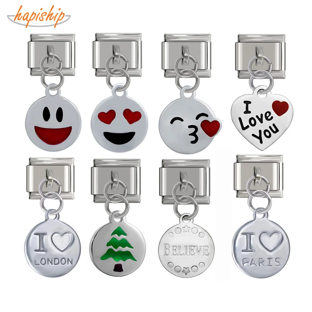 Hapiship 2018 9mm Width Original Daisy Round Smiling Face Love High-end Charm Fit Bracelet Stainless Steel Jewelry Making DJ66 | Украшения