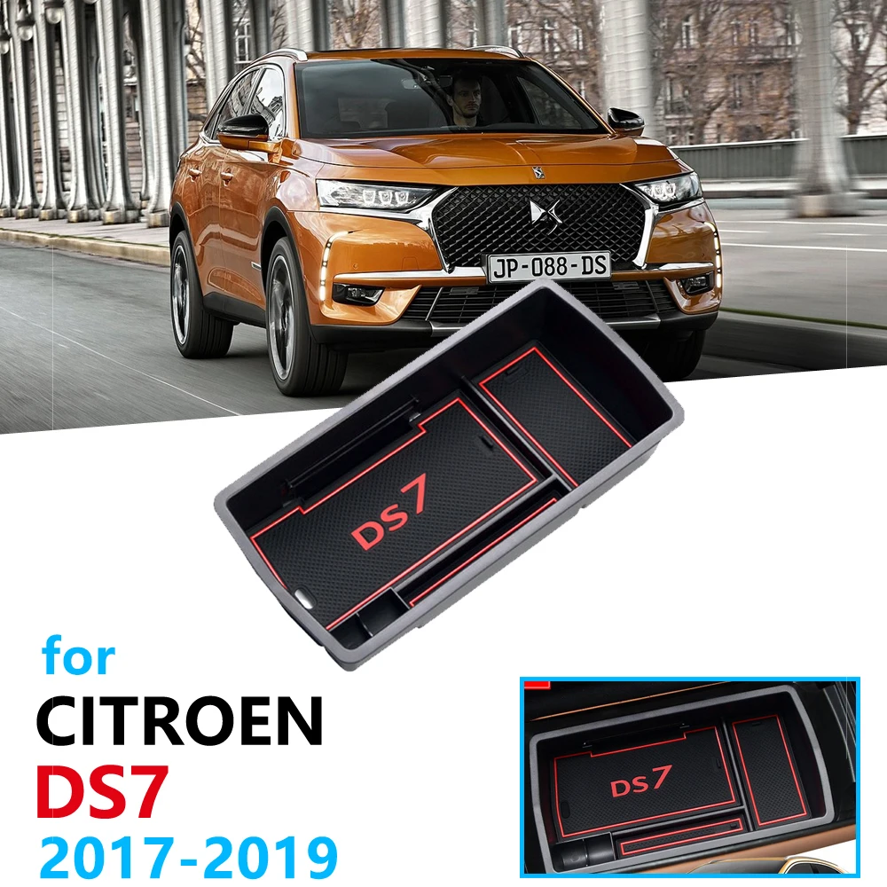 

Car Organizer Accessories for Citroen DS7 DS 7 2017 2018 2019 Armrest Box Storage Stowing Tidying Coin box card box Stickers