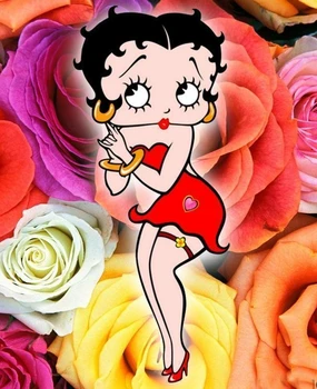 

JMINE Div 5D Betty Boop Rose Flower Full Diamond Painting cross stitch kits art High Quality Cartoon 3D paint by diamonds