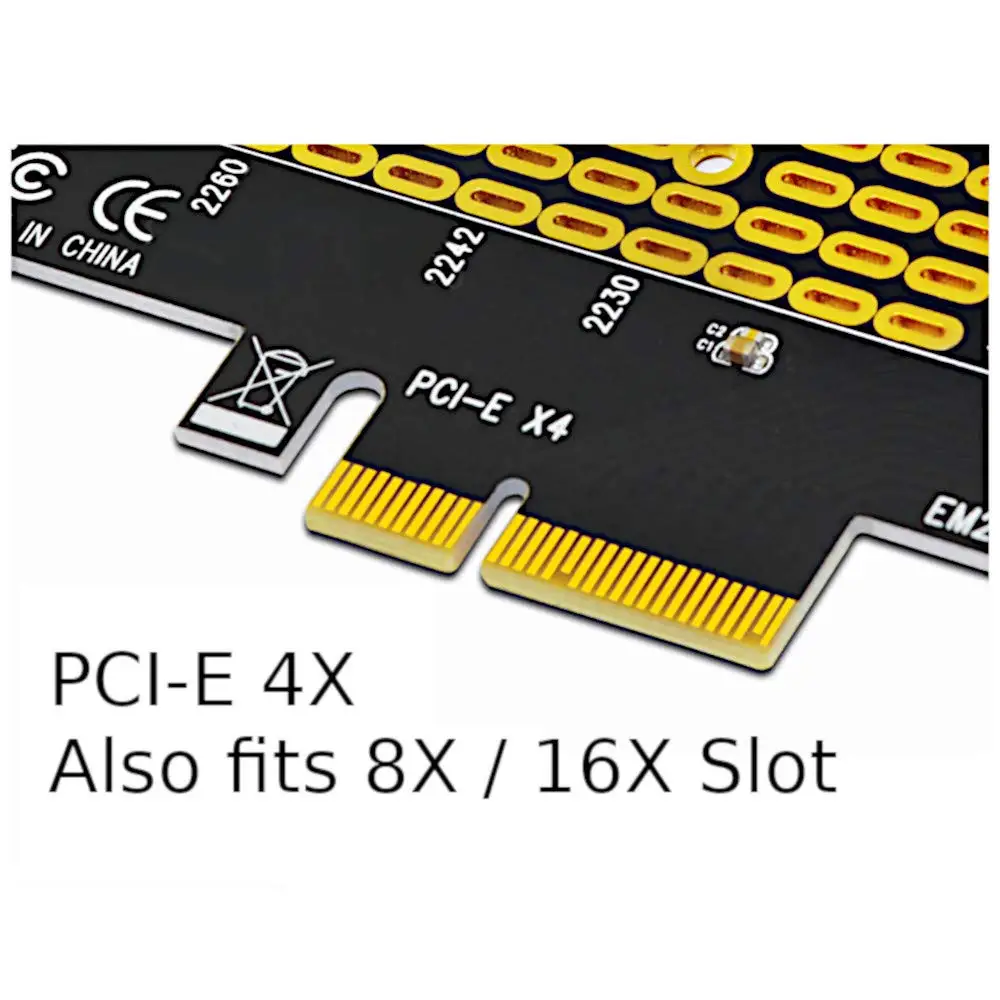 ZEXMTE M.2 адаптер PCIe Плата расширения M.2 Накопитель SSD с протоколом NVME PCI-e 3,0x4 адаптер карты Поддержка PCIe x4 x8 x16 слот, 2230 2242 2260 2280